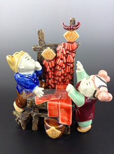 陶瓷工艺品石湾公仔家居装饰品童趣新年礼物小摆件迎春接福促销