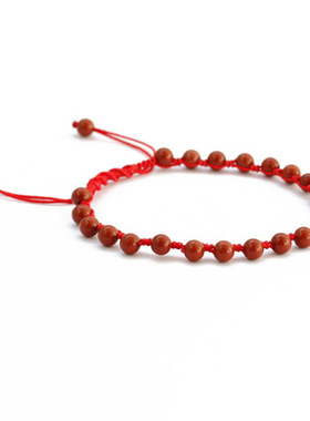泗滨红砭石手链 天然富贵红砭石手编红绳手链 男女款