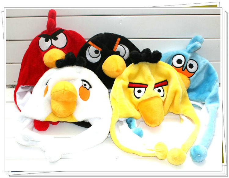 愤怒小鸟小鸡帽鸡年动物头饰套毛绒卡通帽幼儿亲子表演道具护耳帽
