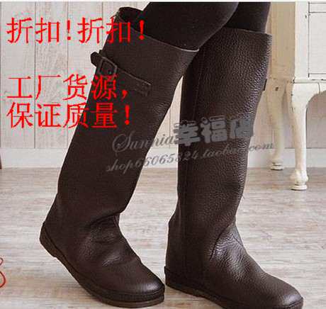 推荐日单koos同款真皮高筒长靴