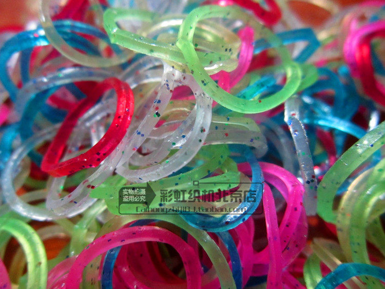 彩虹织机 金葱七彩闪粉橡皮筋补充包编手链 rainbow loom出口品质