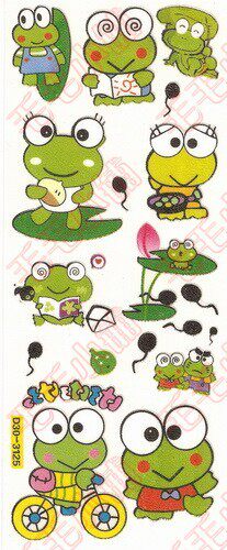 货号:d30-3125 [青蛙]彩绘贴画|双面贴|玻璃贴|手机贴|卡通贴