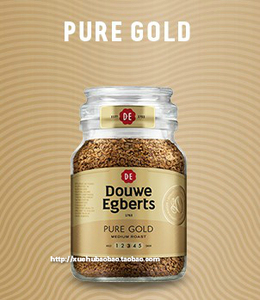 荷兰精品咖啡Douwe Egberts冻干速溶黑咖啡摩卡纳本尊190g金瓶装