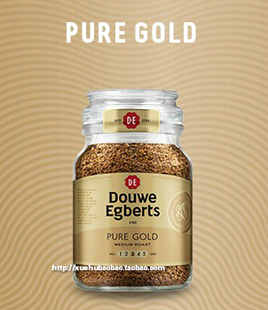 荷兰精品咖啡Douwe Egberts冻干速溶黑咖啡摩卡纳本尊190g金瓶装
