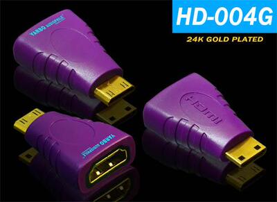 雅宝YARBO德国雅堡 HD-004G 24K镀金迷你MINI HDMI公头转HDMI母头