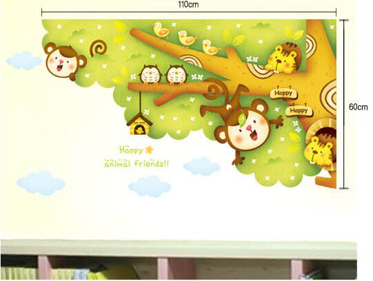 进口大型卡通双面夜光玻璃贴幼儿园窗户移门装饰贴环保防水墙画