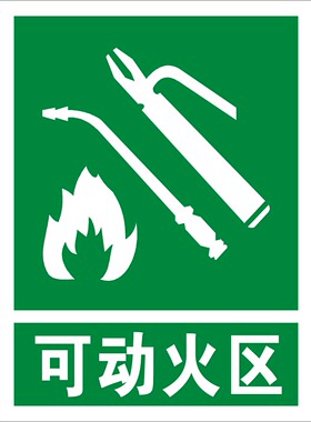 可动火区 生产安全标志 指示标识牌 指令标志牌 消防安全警示标识