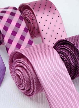 男士结婚领带 粉色领带 韩版窄领带 新郎伴郎领带 演出主持领带