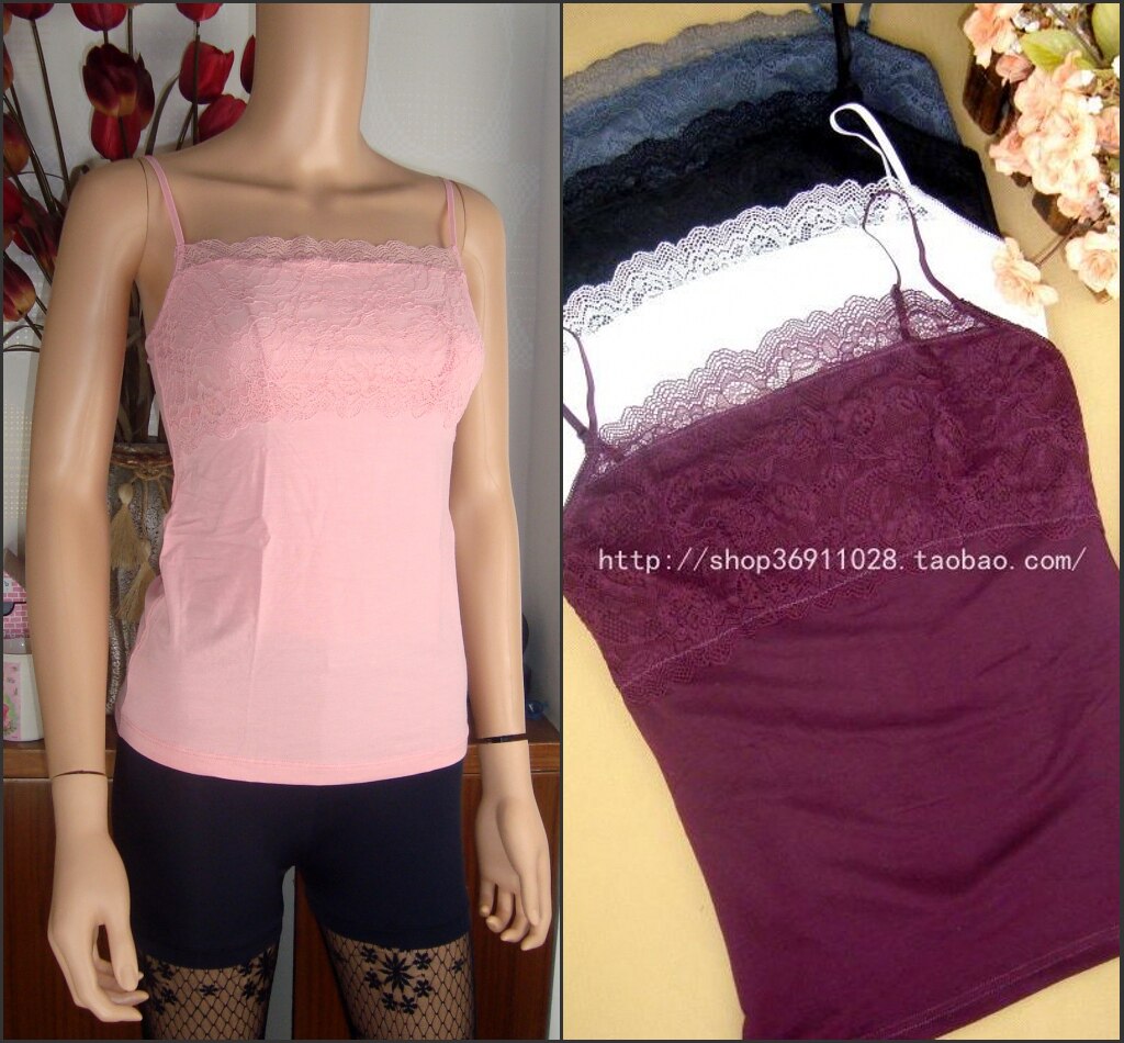 95%莫代尔 前胸部大片精美蕾丝可调肩带 吊带 打底衫