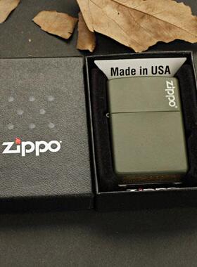 美国原装正品 ZIPPO打火机 芝宝 绿色哑漆商标/221ZL 专柜正版ZP