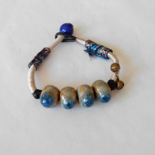 景德镇原创纯手工编织手链 陶瓷首饰品 民族风手链带铃铛女 礼物