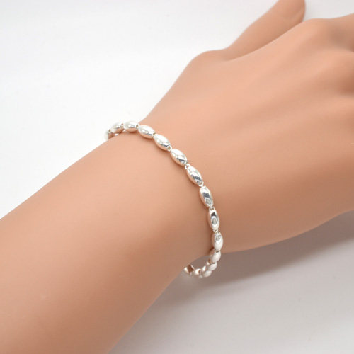REAL SILVER 999  BRACELET WOMENS OVAL BEADS 990 FOOT SILVER JEWELRY ADULT BABY BABY KIDS KIDS CAN BE CUSTOMIZED