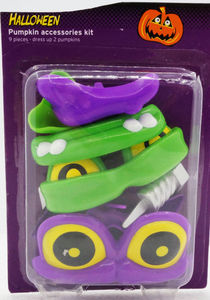 欧美品牌 Halloween万圣节DIY手工南瓜灯装饰配件眼睛嘴巴2套装