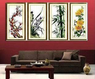 超清晰彩色十字绣重绘图纸/源文件 梅兰竹菊