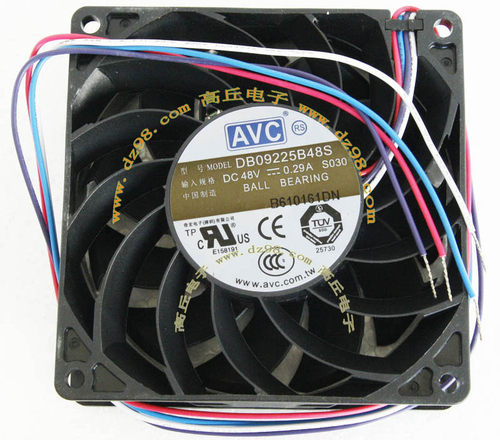 AVC DB09225B48S 48V 0.29A 温控滚珠轴承风扇 自带温度传感器