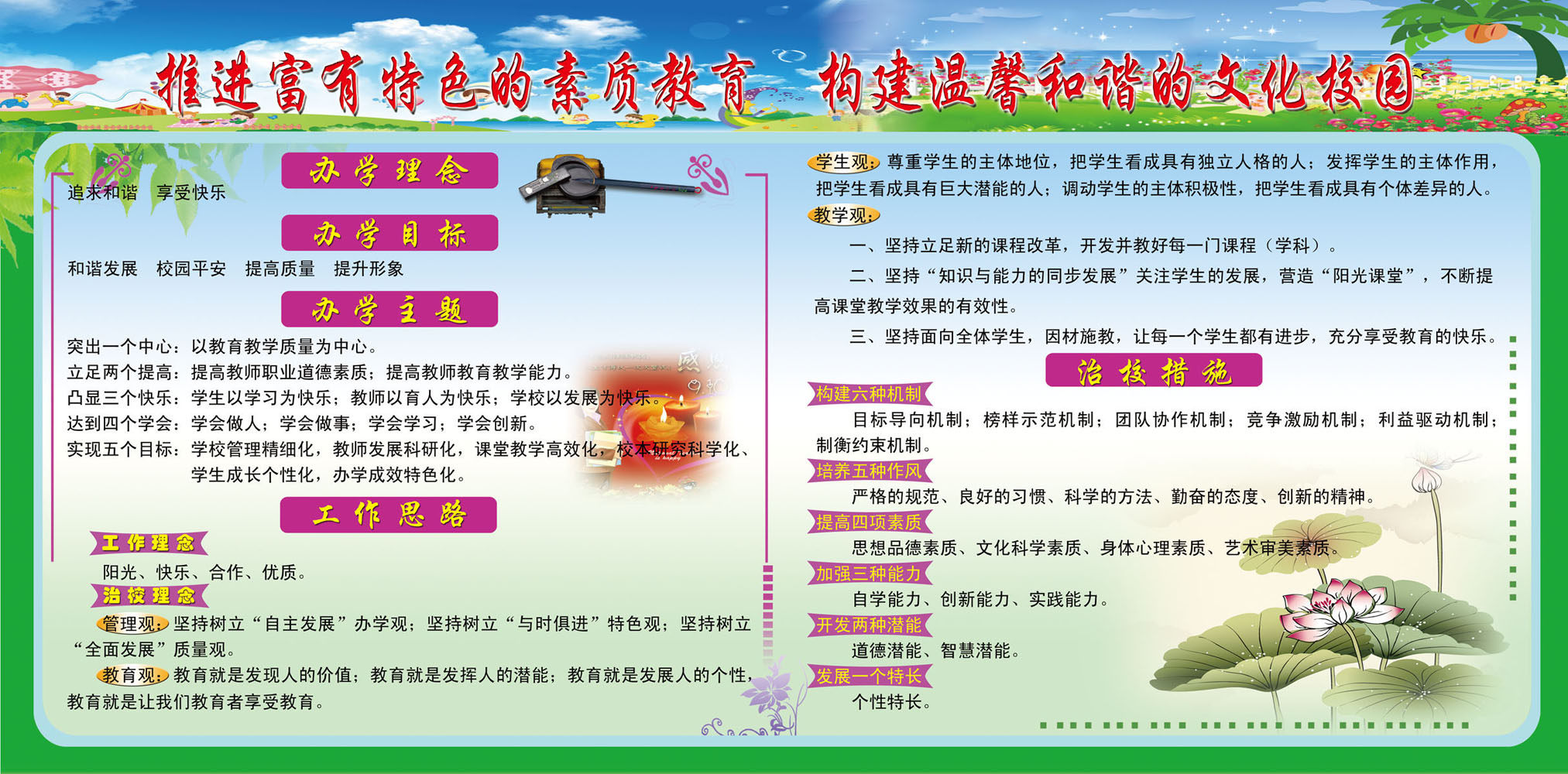 636海报印制海报展板素材714校园文化办学理念目标