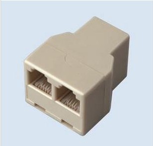 RJ11电话三通头电话线直通头电话一分二分转接头 RJ11转接头