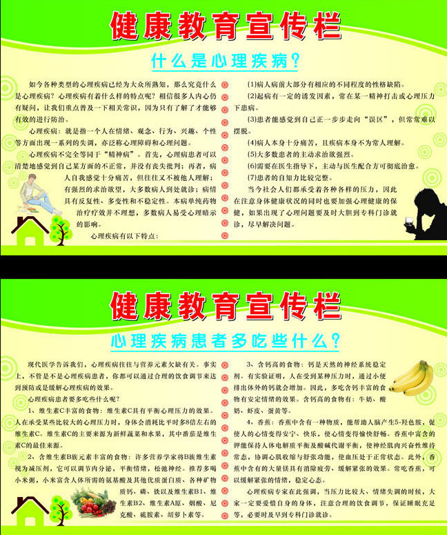 668海报印制展板素材101健康教育宣传栏心理疾病饮食知识