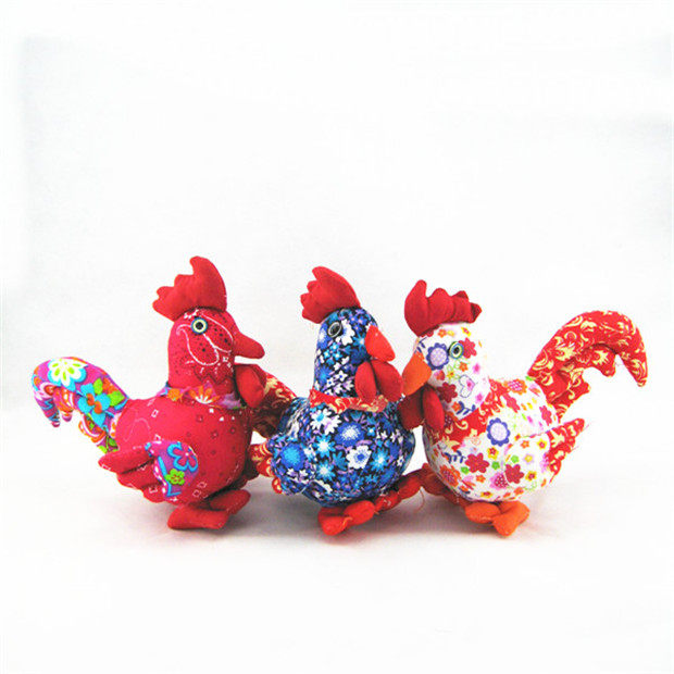 正品手工布艺原创玩偶小黄鸡小花布鸡公仔 布娃娃大公鸡小鸡公仔