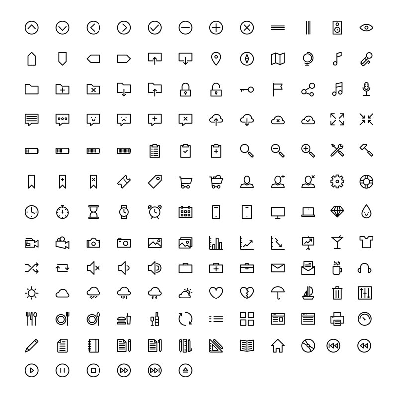 150个线框图标 简洁网页app实用线条icon ai格式矢量设计素材