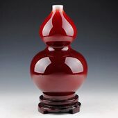 客厅装 现代时尚 饰工艺品摆件 郎红开片葫芦花瓶摆设 景德镇陶瓷器