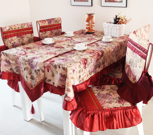 一朵 欧式布艺方形台布圆桌布欧式餐椅垫经典茶几餐桌布椅子套