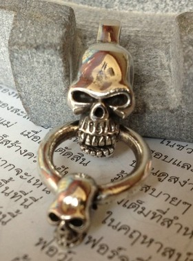 泰国骷髅头朋克风项坠全新手工银