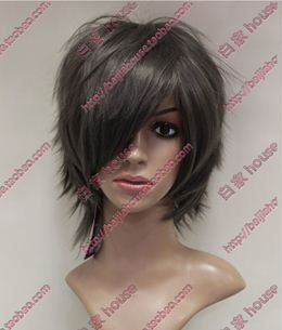 cosplay假发 最终幻想ff13 VERSUS国王 COS假发深灰色翻翘短发