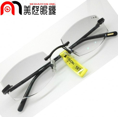 云克韩国无框切边镶钻近视眼镜