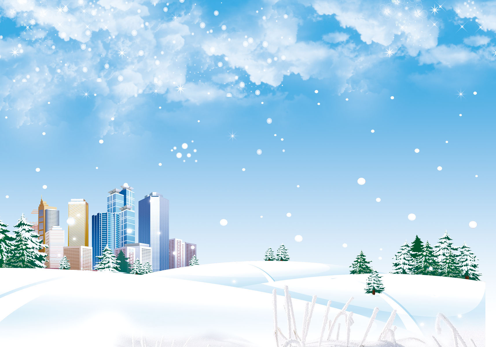 577海报印制海报展板素材188,冬季城市风景背景