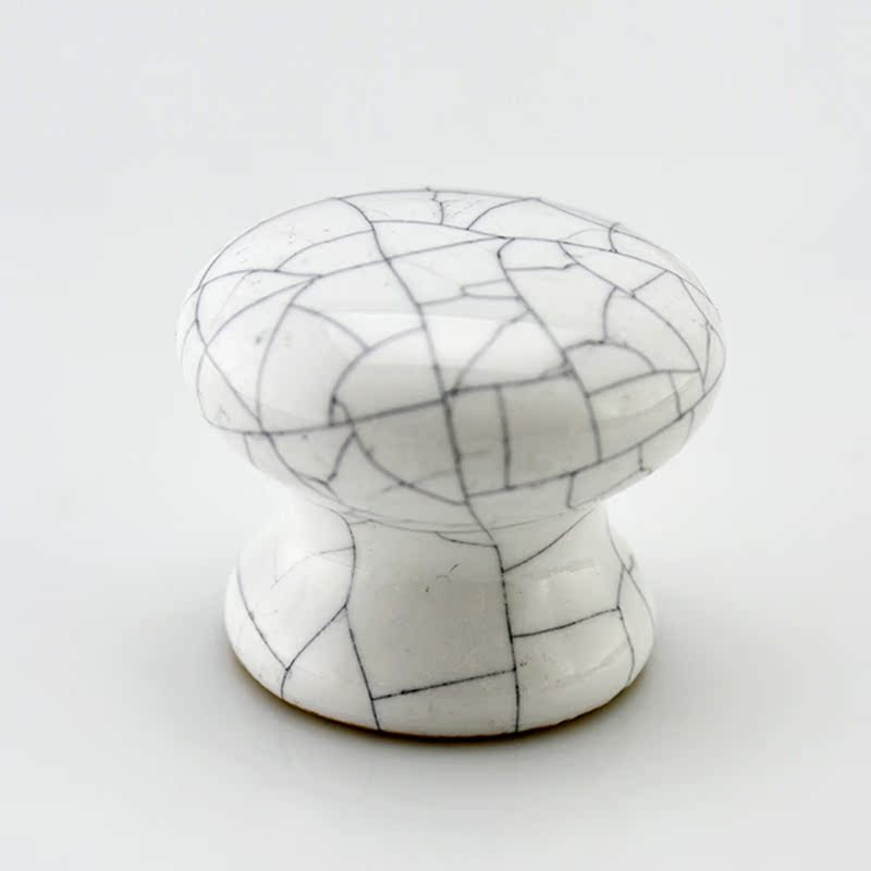 晶美白色裂纹陶瓷抽屉衣柜门橱柜吊柜现代田园欧式单孔拉手门把手