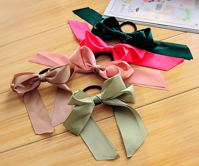 韩版糖果色双层发绳大蝴蝶结