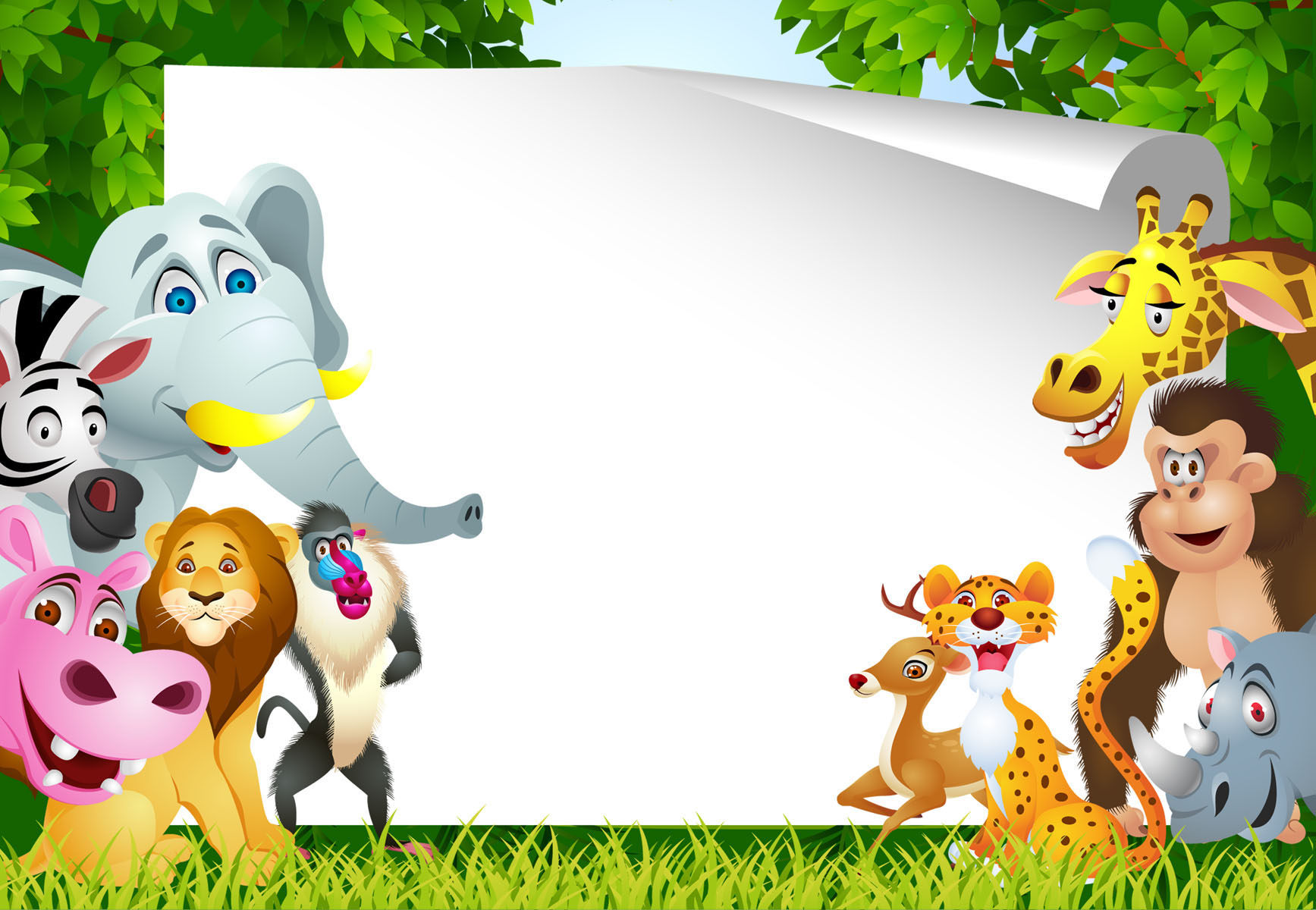 海报印制538设计展板素材867可爱动物公告牌设计