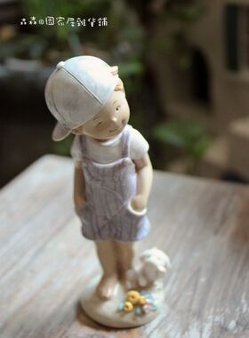 样品树脂美式乡村风站姿古董娃娃