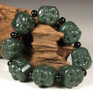 新疆和田玉青玉手工雕刻佛头手链男女款男士佩戴手串饰品朋友送礼