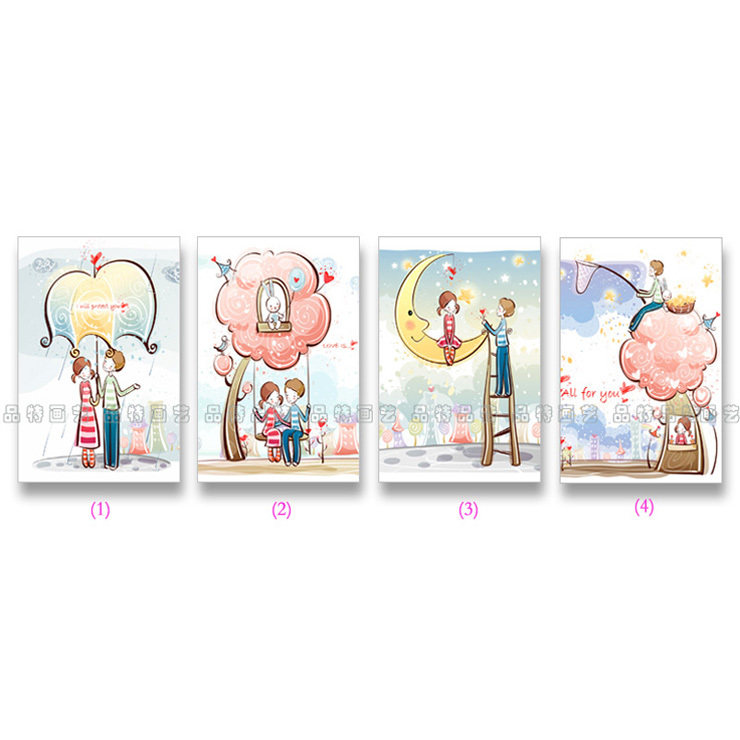 恋爱的味道客厅卧室过道酒店插画风浪漫情侣无框画装饰画卡通人物