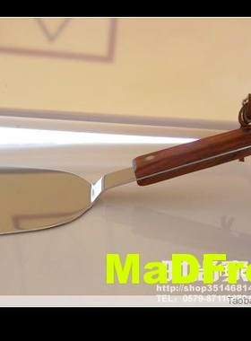 户外驴友燃气木炭烧烤炉BBQ配件专用木柄铁板烧手铲 不锈钢食品夹