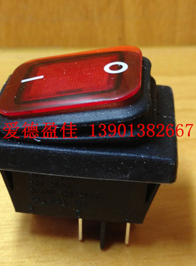 电源开关RLEIL翘板开关红色带灯交流防水防油大船型开关RL2(P)-BR