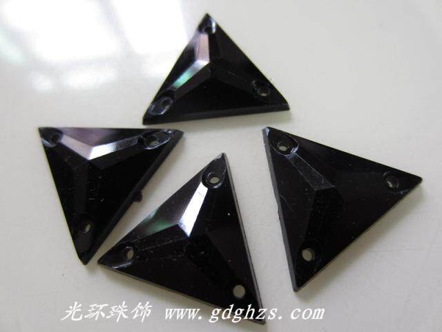服装辅料 三角形手缝钻12mm16mm22mm25mm三角形黑色台湾亚克力钻