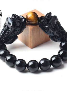 黑曜石双貔貅水晶生日情人节礼物