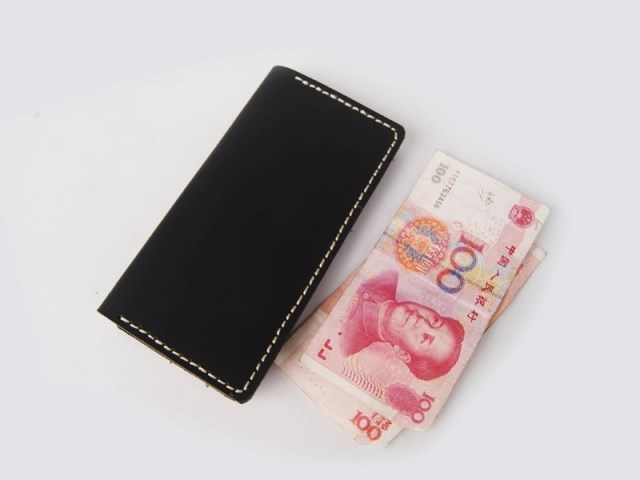 厚牛皮纯手工高档钱包 定做定制钱夹长款真皮黑色经典钱包