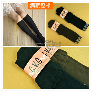 日系及膝袜五指袜 纯棉显瘦中长筒膝下五趾袜cosplay纯黑色女袜子