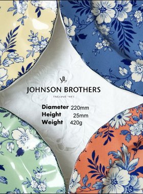 英国原单外贸johnson brothers德文郡四色碎花装饰平盘