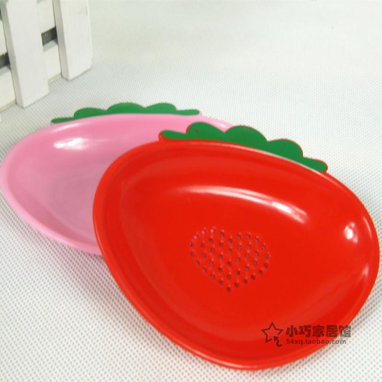 6件包邮 日式浴室 草莓水果皂盒 塑料香皂盒 时尚创意 可爱红