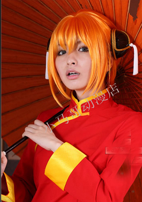 银魂神乐cosplay假发 橘色短发 造型假发 娜美 神乐APH意大利