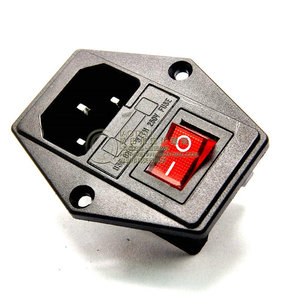 桥田|AC-01 AC电源插座 开关带灯 带保险管座 带耳 15A/250V