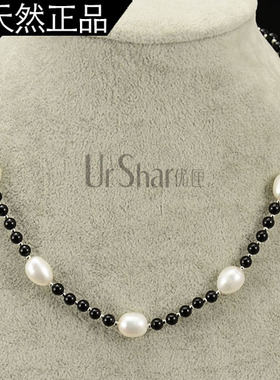 测试推荐宝石项链真珍珠玛瑙黑白