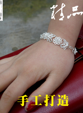 苗乡银绣坊s99民族风女拉丝足银
