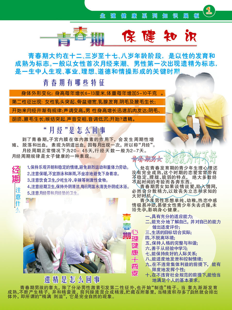 615海报印制海报展板素材917青春期健康保健知识