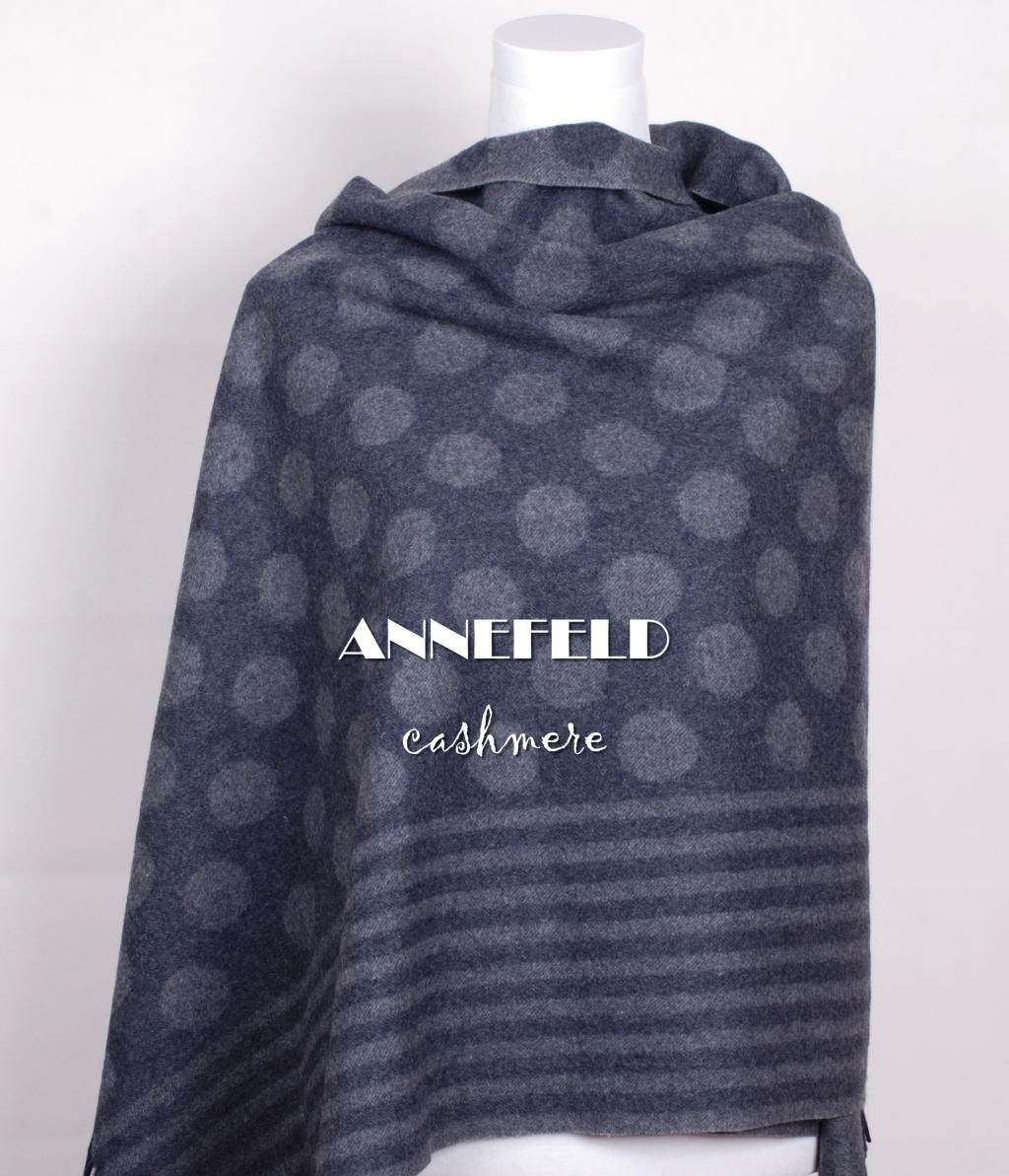 出口日本单正品 秋冬加大加厚 女士羊毛羊绒围巾披肩 蓝灰